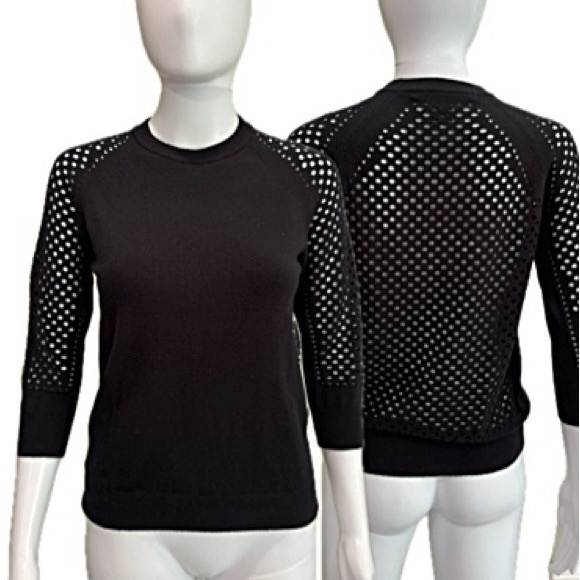 Marc By Marc Jacobs Black Wool Blend Fishnet Mesh Mix Sweater Womens Size XS - Picture 1 of 12